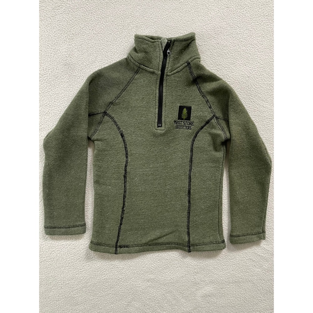 Mast Store Outfitters Boys 6/7 Pullover Green Quarter Zip Fleece NC‎ Gorpcore